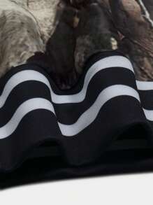 ROMWE MEN Street Life Men's Camo Branch & Letter Print Baseball Jacket, Autumn - Multicolor - View 4