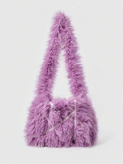 Kawaii Fashionable Y2K Fuzzy Webbing Shoulder Bag