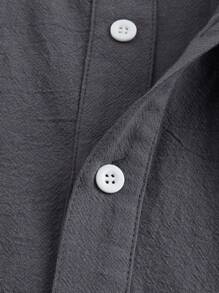 Manfinity RelaxMax Camisa de manga corta de cuello alto liso de 100% algodón para hombres, para el trabajo, esposo