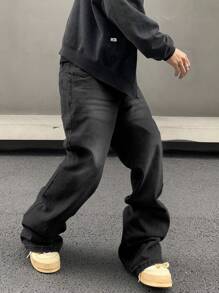 Manfinity Hypemode 男式休闲口袋细节牛仔裤 - 灰色 - 查看 3