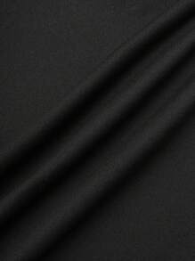 SHEIN BASICS 2 件套女士休闲纯色针织短款长袖宽松上衣和中腰紧身裤套装 - 黑色 - 查看 7