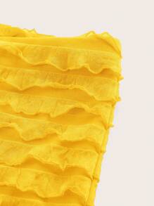 SHEIN Essnce Quần short mini co giãn cạp trễ thời trang thường ngày cho nữ Quần đùi nữ Quần đùi xếp nếp Quần short bó sát Tomato Girl Coquette Quần short mini siêu nhỏ xếp nếp mùa hè Kawaii cho nữ - Màu vàng - Xem 3