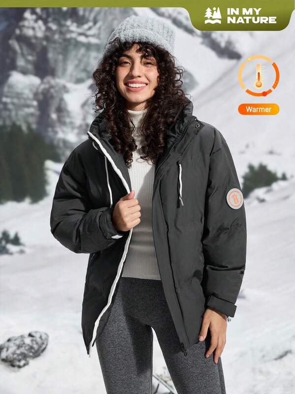 In My Nature Damen Outdoor Sport Lässig Urban Pendler Superwarme Daunenjacke, Schwarze Winter Damen Oberteile