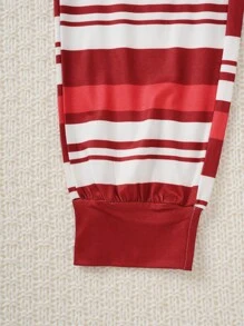 SHEIN Women Fair Isle Jumpsuit Long Sleeve & Pants Holiday Matching Family Pajamas - Red and White - View 3