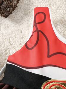 2 件休闲可爱有趣的西部牛仔元素牛印花无袖连衣裙配腰带，适合外出、派对、万圣节角色扮演，春夏 - 彩色 - 查看 6