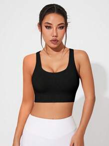 Easithlete Women Sports Bra/Seamless/Clip/Straps - Black - View 7