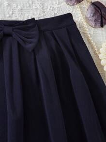 1pc Tween Girl Hollow Flower Bowknot Skirt, Spring/Summer - Royal Blue - View 5