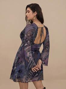 SHEIN VCAY Plus Size Round Neck Long Sleeve Simple Casual Vacation Backless Bodycon Dress Valentine's Day Outfits Romantic