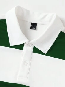 Manfinity Homme Polo a maniche corte casual e ampia, con stampa a righe, per uomo, idea regalo per ragazzo, adatta a tutte le stagioni