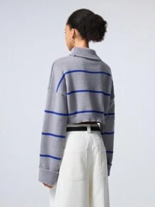 LYSMO Women's Striped Turtleneck Cropped Sweater, Casual Everyday Wear