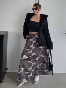 Flirla Plus Size Fashionable Jacket, Suitable For Autumn/Winter Back To School, Daily Wear, Campus Style, Fashionable, Casual, V-Neck Design Slightly Sexy, Charming - Black - View 5