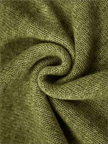 SHEIN Clasi Plus Size V-Neck Long Sleeve Button Casual Short Sweater Dress, Winter Fall Cloth For Women - Dark Green - View 3