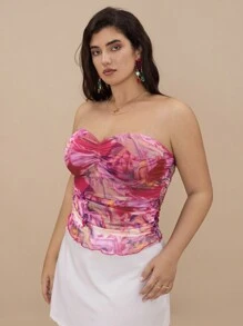 SHEIN VCAY Áo ba lỗ in nhún đơn giản cho nữ cỡ lớn, mặc thường ngày - Nhiều màu - Xem 4