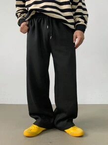 DAZY Pantalones de chándal casuales para hombre con cintura de cordón y pierna ancha