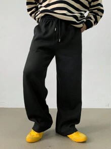 DAZY Pantalones de chándal casuales para hombre con cintura de cordón y pierna ancha