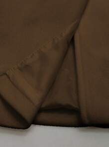 SHEIN Clasi Áo khoác dài tay cổ lông màu trơn thanh lịch cho nữ, mùa thu/đông - Cà phê nâu - Xem 6