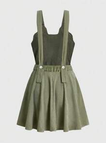 ROMWE Kawaii 大码女式可爱青蛙刺绣休闲吊带短裙