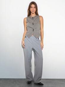 SHEIN Unity Top sin mangas ajustado de mujer a rayas - Gris - Ver 6