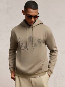 AKNOTIC Business Casual Sudadera con capucha holgada de manga larga con cordón, estampado de letras en marrón, con forro térmico, casual para otoño/invierno, adecuada para uso diario con accesorios de letras metálicas, sudadera estilo vacaciones vintage, para amigos, esposo, novio