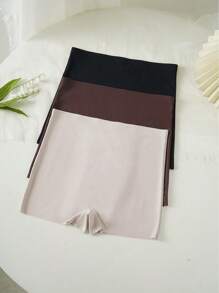 3 件套女士纯色简约防暴露短裤，休闲日常穿着