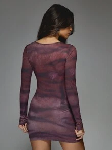 MISSGUIDED Tiger Print Long Sleeves Bodycon Mini Dress - Multicolor - View 2