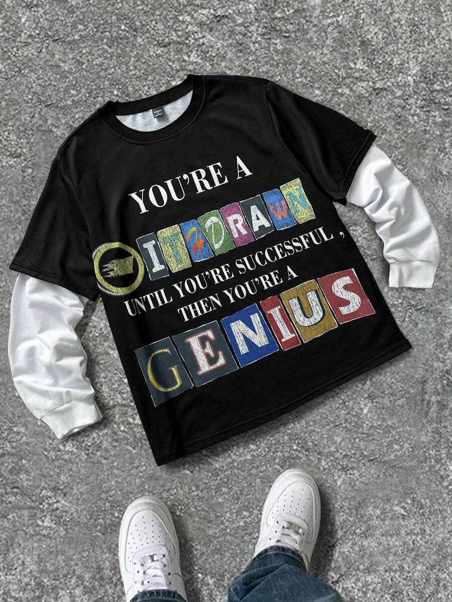 Manfinity EMRG Men's Simple Stylish Casual Pullover Sweatshirt, For Everyday Wear - Multicolor - View 1