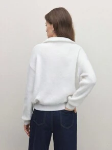 BizChic White Hooded Sweatshirt, Fashion Ladies' Knitwear For Women, Office Wear, Spring Summer - Beige - View 6