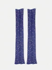 SHEIN SXY 1pc Women's Fashion Rhinestone Decor Shinny Arm Sleeve - Blue - View 4