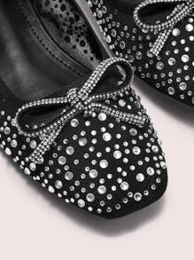 CUCCOO DOLLMOD Simple Bow Decor Square Toe Casual High Heel Slip-On Shoes For Women Spring Shoes Spring Break Easter