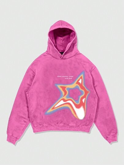Street Life sweat-shirt à capuche à manches longues pour hommes avec imprimé slogan d'étoile délavé
