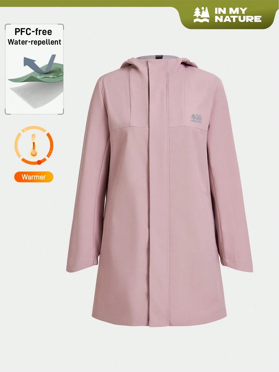 In My Nature Women's Solid Color Drawstring Hooded Outdoor Windbreaker Jacketwinter Women Tops - Pink - View 1