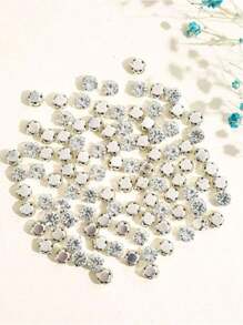 Đá quý + Đá trong suốt 3mm-8mm Hình tròn Sáng bóng Thủ công Thủy tinh May Pha lê May tay Đính hạt Trang trí Đá Rhinestone Mặt phẳng Có lỗ Đá lấp lánh Đá quý Phụ kiện DIY May Đá Strass Để Trang trí Quần áo, Váy, Túi xách, Giày dép, Trâm cài, Hoa tai, Đồ thủ công mỹ nghệ - Bạc - Xem 4