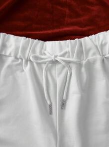 INAWLY Women's Simple Printed Drawstring Shorts For Daily Wear