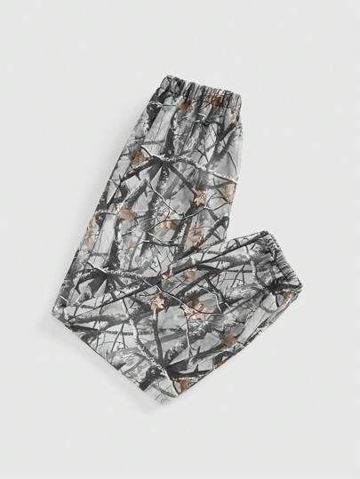 Grunge Punk Loose Fit Women's Casual Street Style Sweatpants With All-Over Tree Branch & Plant Graphic Print