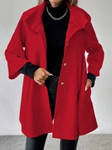 SHEIN Clasi Camisa casual de manga larga con botones delanteros y rayas, para uso diario - Rojo - Ver 6