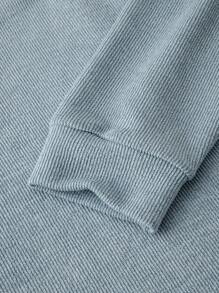 Manfinity Mode Plus Size Men Front Button Long Sleeve Simple Casual Polo Shirt, Fall - Dusty Blue - View 5