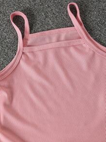 SHEIN 女孩休闲简约圆领落肩长袖短款开衫和松紧腰直腿裤背心纯色两件套，秋季 - 粉色 - 查看 4