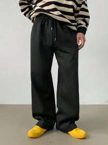 DAZY Pantalones de chándal casuales para hombre con cintura de cordón y pierna ancha