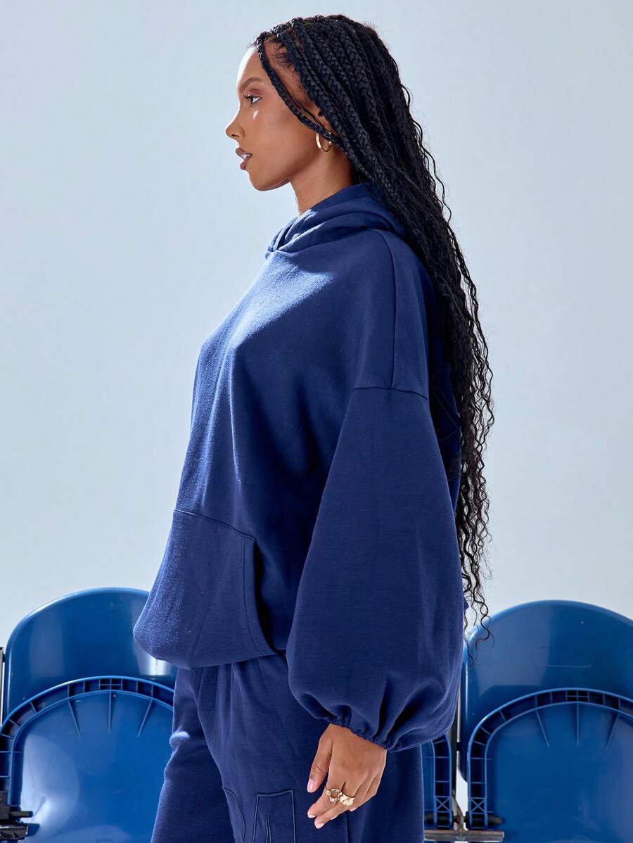 MUSERA 超大宽松连帽卫衣 - 藏蓝色 - 查看 1