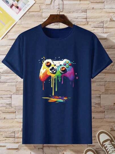 Teen Boys' Video Game Print Round Neck Short Sleeve Casual T-Shirt