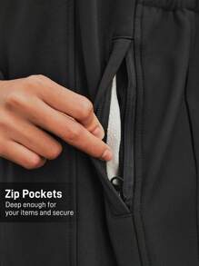 In My Nature 女士前拉链长袖口袋休闲户外风衣 - 黑色 - 查看 3