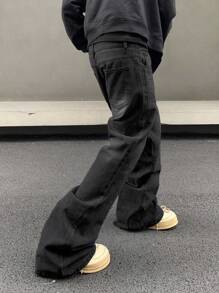 Manfinity Hypemode 男式休闲口袋细节牛仔裤 - 灰色 - 查看 5