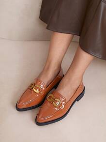 CUCCOO CURVES Wide Width Chunky Heel Thick Platform Oxfords, Pointed-Toe Solid Black Deep Vamp Lace-Up Shoes, British Style Flats For Women, All Seasons