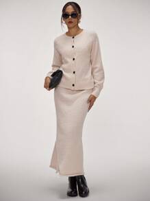 Forever 21 Women Solid Color Long Casual Sweater Skirt, Autumn/Winter