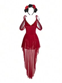 Conjunto de vestido-mono y diadema en estilo exótico de princesa, disfraz para mujeres