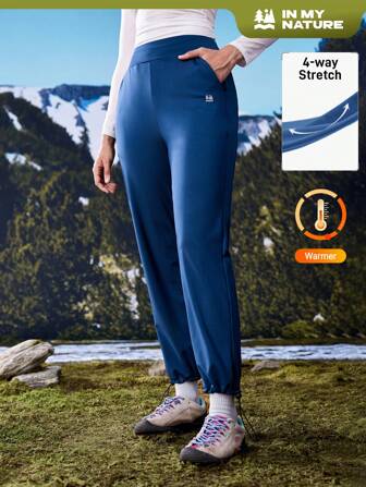 In My Nature Pantalon de randonnée pour femmes avec taille élastique, doublure thermique douce, ouvertures de jambe réglables pour les activités de plein air, le transport en ville