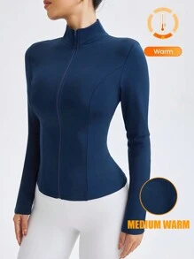 Easithlete Giacca sportiva a chiusura lampo, a maniche lunghe, di colore unito, per l'autunno