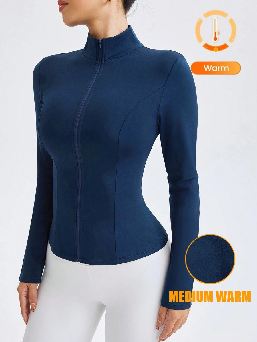 Easithlete Giacca sportiva a chiusura lampo, a maniche lunghe, di colore unito, per l'autunno