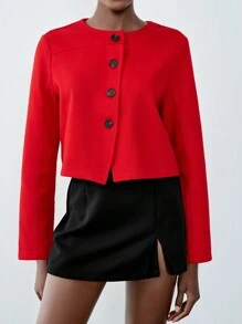 Lumivelle Women Red Overcoat, Loose Casual Cozy Winter Jacket For Ladies For New Year Clothes - Red - View 6