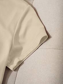 INAWLY 女士格言印花圆领短袖休闲 T 恤图案 T 恤女式上衣 - 杏色 - 查看 4